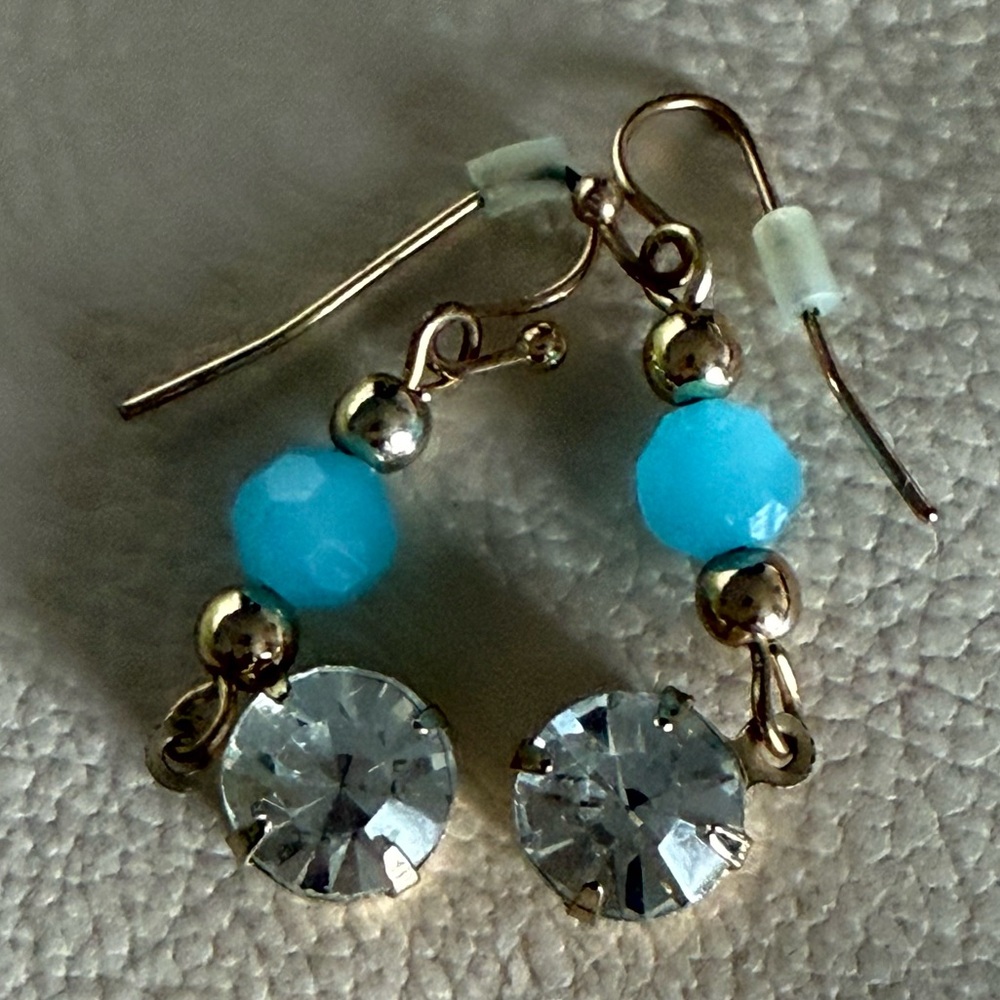 Elegant Gold and Blue Crystal Earrings
